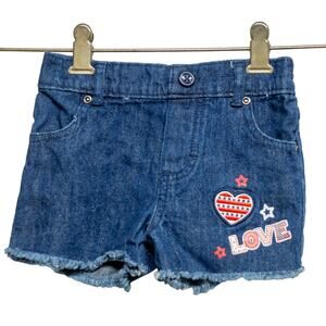 Toddler Girls Clothes Size 2T Cotton Denim Summer Shorts Pull On Elastic Band